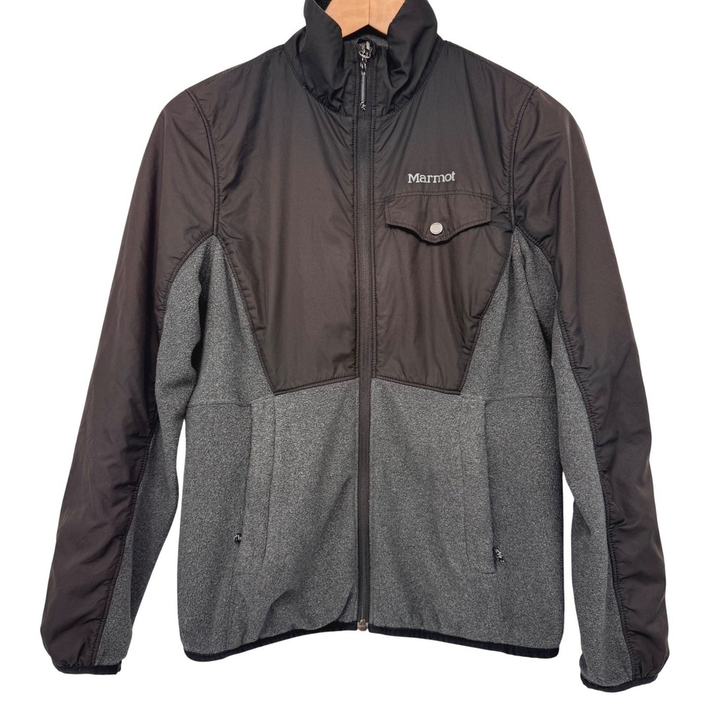 Marmot Gorpcore Mens Hybrid Fleece Nylon Full Zip‎ Jacket Grey Black Small